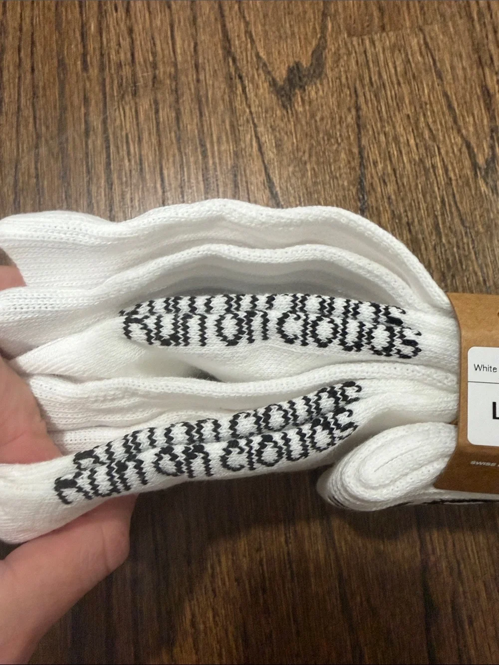 On Cloud Running White Crew Socks with Black Logo